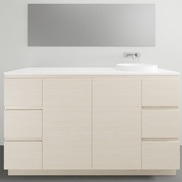 ADP Glacier Lite Ensuite Vanity Set with Solid Surface Top - 3-Piece Door and Drawer Bathroom Vanity for Modern Homes | Perfect for Small Bathrooms, Guest Suites & Apartment Remodels