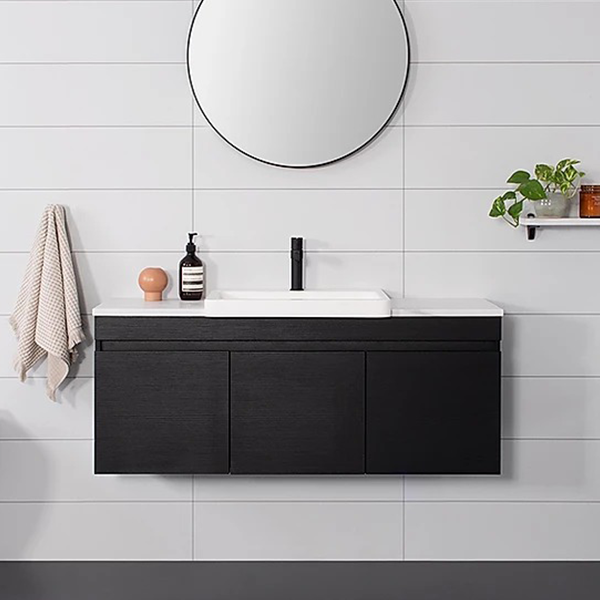 ADP Glacier Pro Semi Recessed All Door Slim Vanity with Solid Surface Top - Modern Bathroom Sink Cabinet for Small Spaces, Perfect for Apartments and Powder Rooms