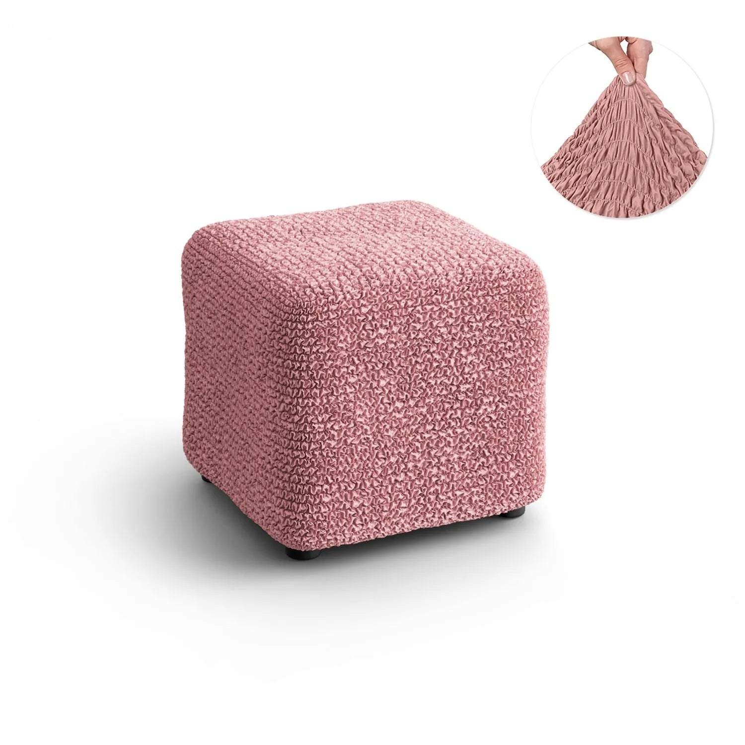 Small Ottoman Slipcover - Microfiber Collection - Perfect for Living Room, Bedroom, and Home Decor