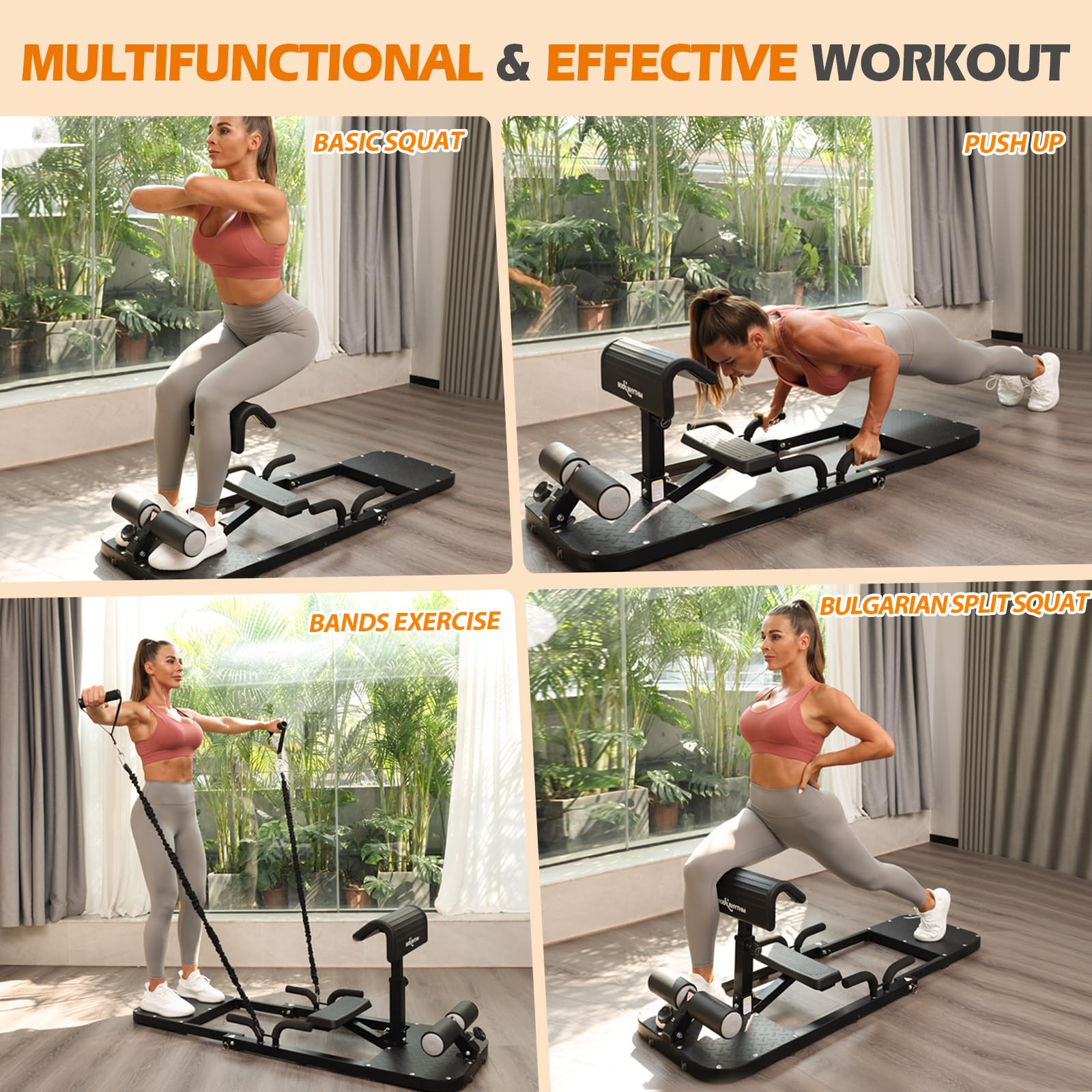 BODY RHYTHM Multifunctional Hip Thrust Machine - Sissy Squat & Glute Trainer for Home Gym, Bulgarian Split Squat Stand for Leg Workouts | Perfect for Strength Training, Booty Building & Lower Body Exercises