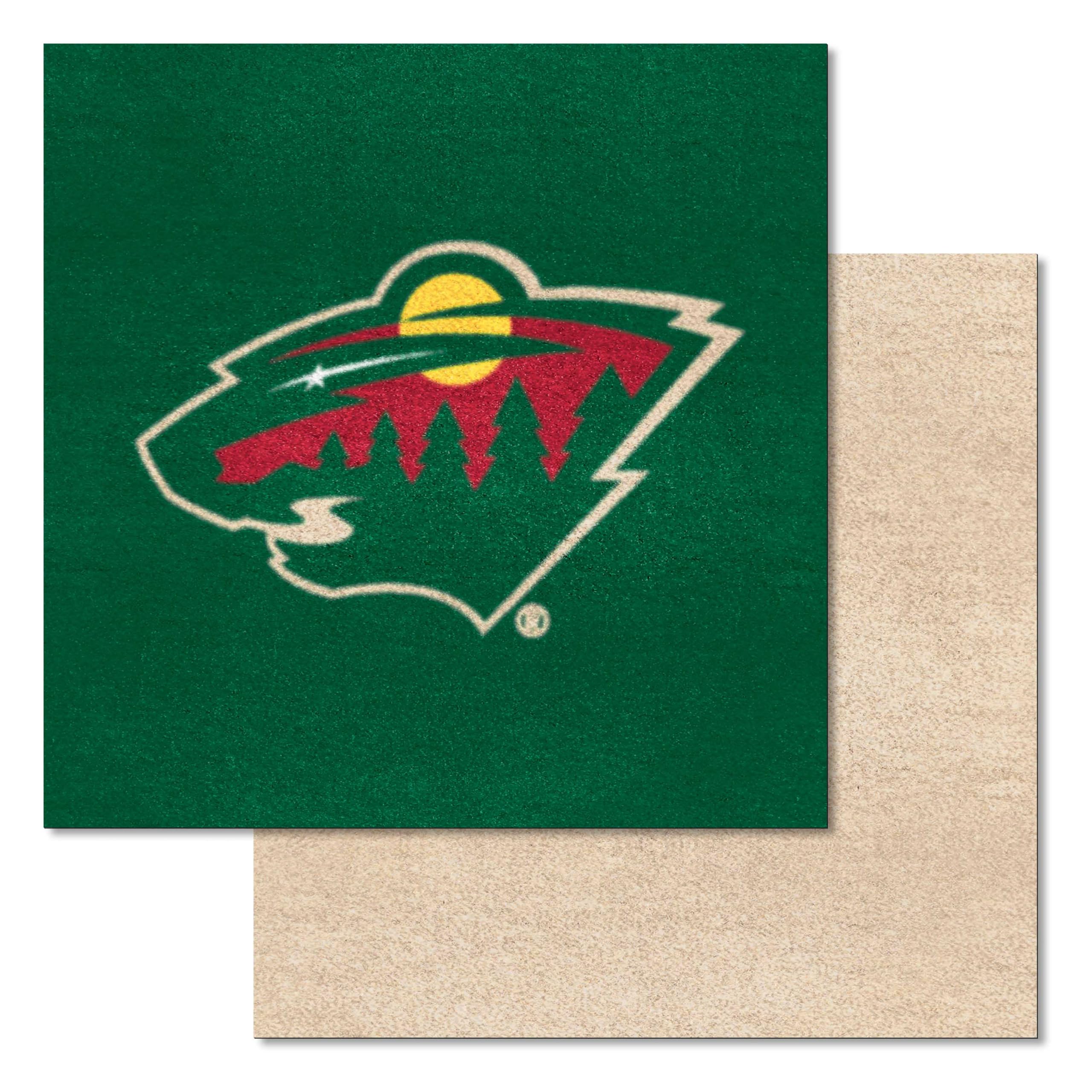 Minnesota Wild Team Carpet Tiles by FANMATS - 45 Sq Ft NHL Hockey Floor Mat for Game Room, Basement & Sports Fan Cave Decor