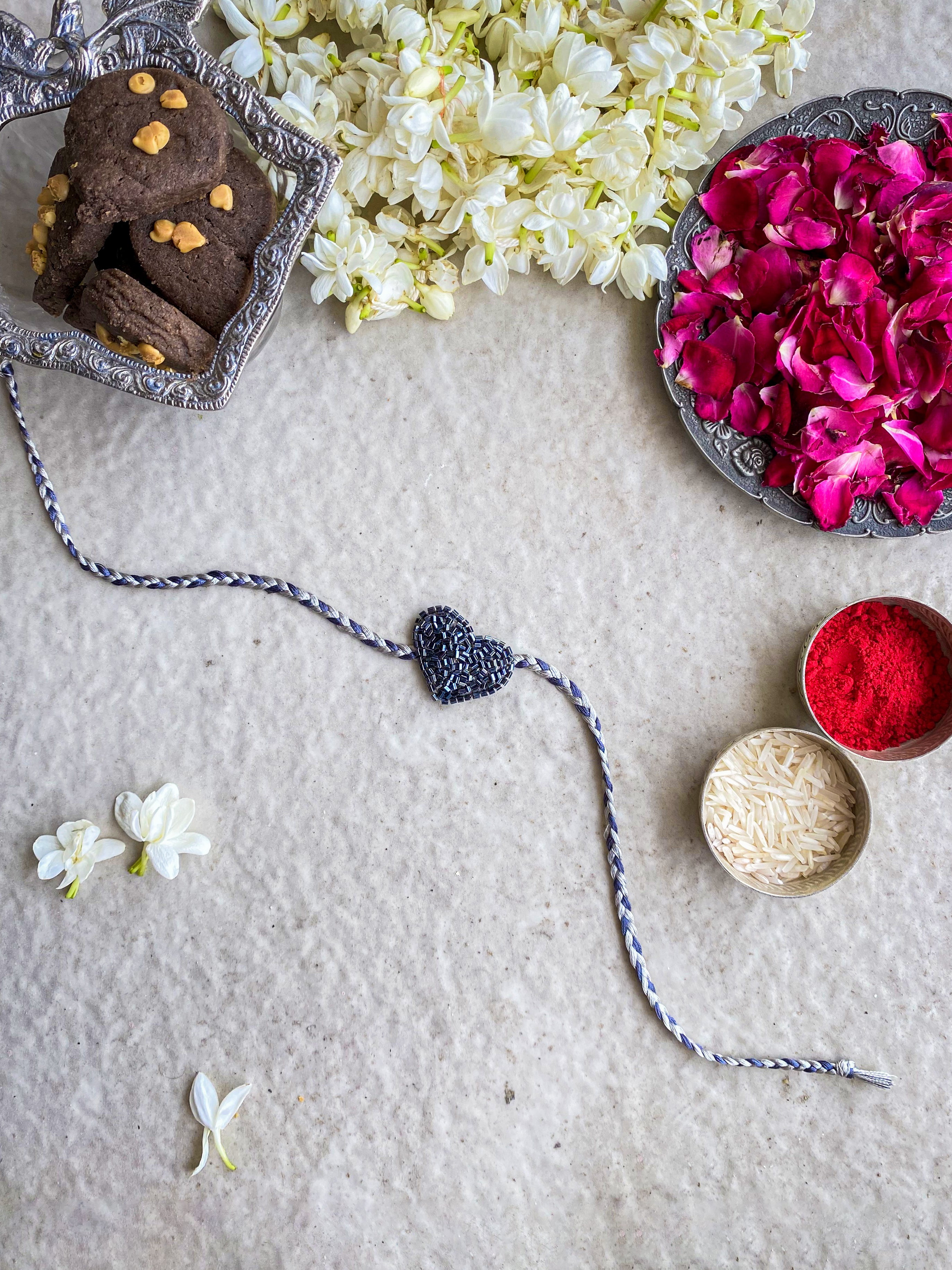 Handmade Embroidered Rakhi for Brother - Traditional Indian Bracelet for Raksha Bandhan, Sibling Love & Festive Gifting