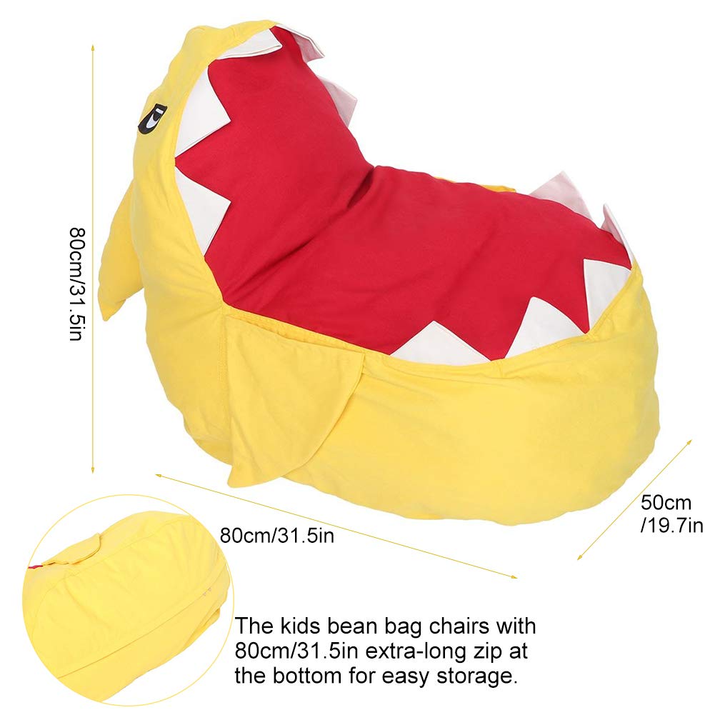 **Shark Plush Bean Bag Chair for Kids - Large Capacity Stuffed Storage Organizer with Zipper for Toys, Pillows, Towels & Clothes - Perfect for Playroom, Bedroom or Reading Nook (Yellow)**