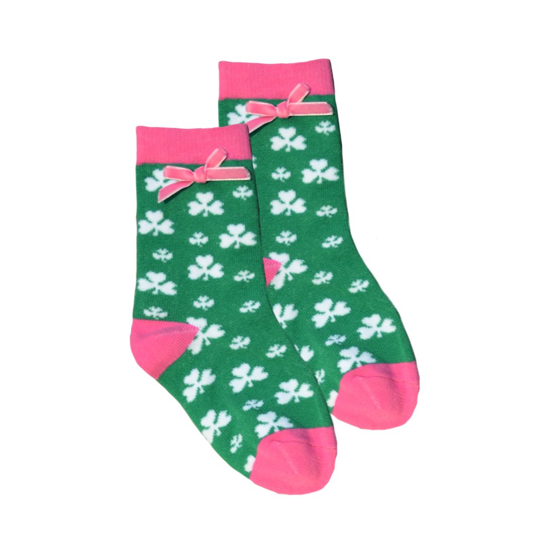 Green & Pink Shamrock Socks for Girls - St. Patrick's Day Fun, Cute & Comfortable Kids' Socks for School, Parties & Holiday Celebrations