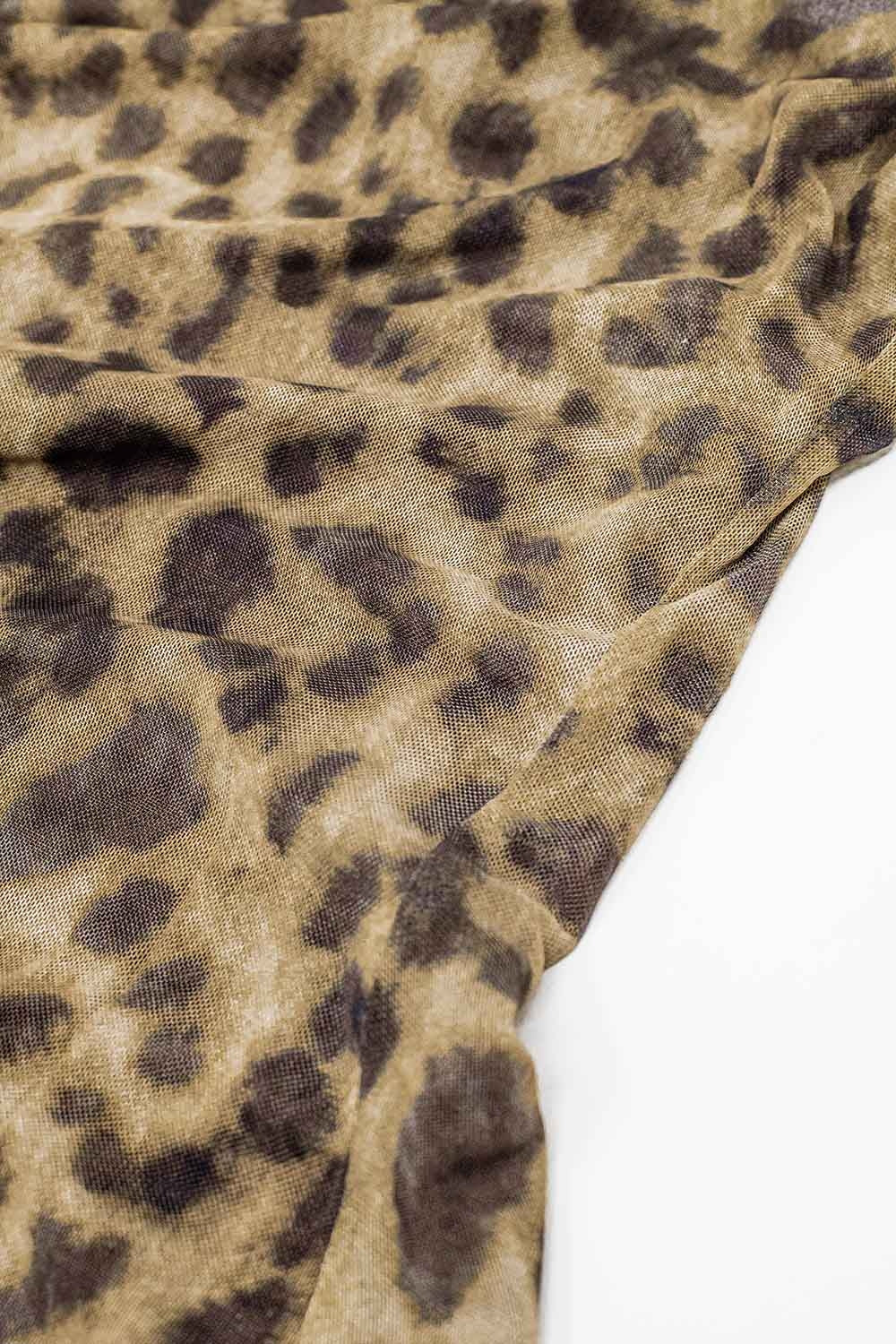 Leopard Print Mesh Strap Robe - Sexy Lingerie for Women, Comfortable Sleepwear & Boudoir Loungewear