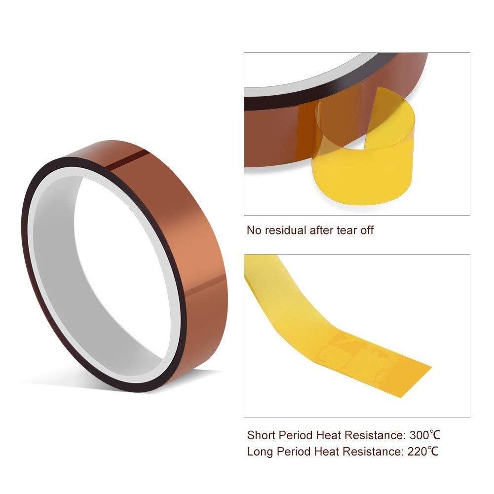 High Temperature Heat Resistant Tape - 2 Rolls Polyimide PI Tape (3/8