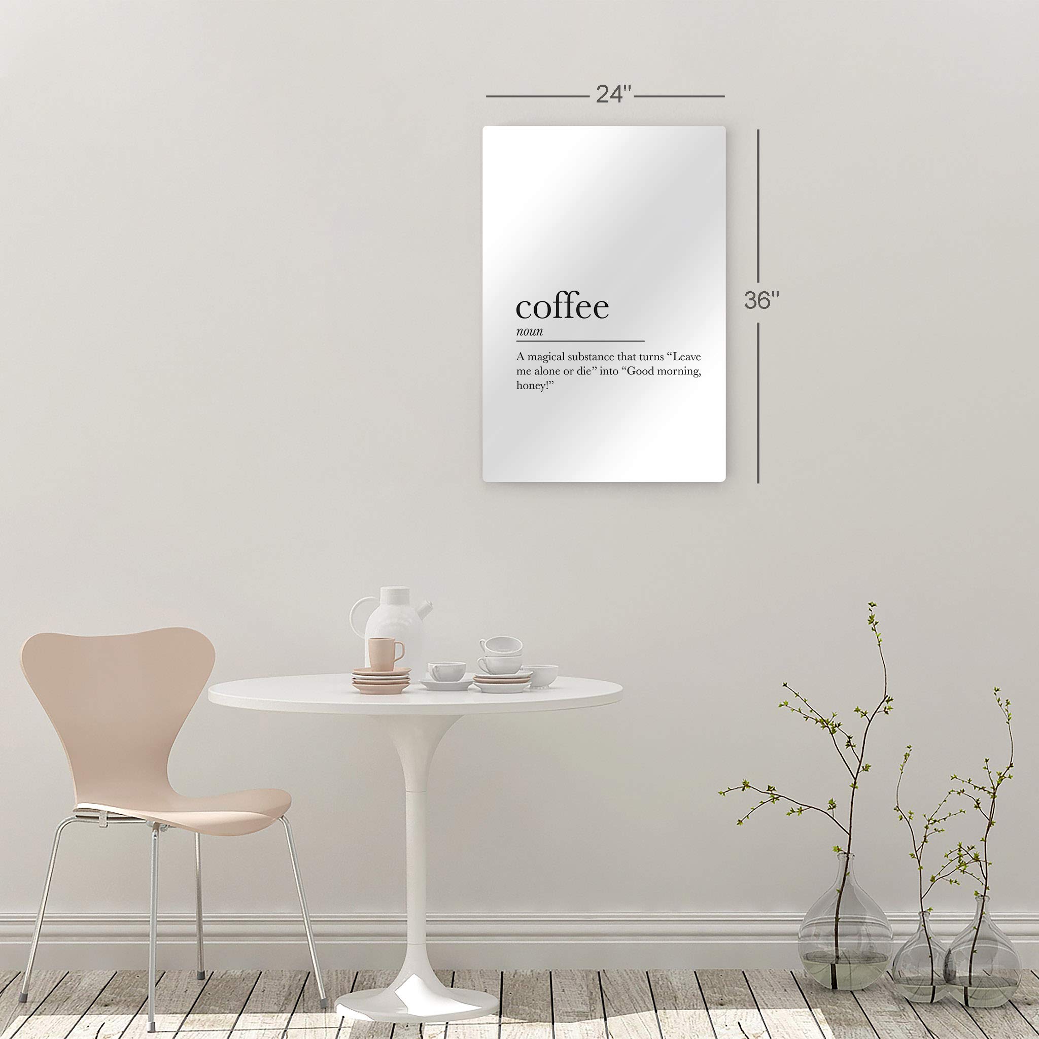 Smile Art Design Coffee Definition Metal Wall Art Print - 36x24 Inch Inspirational Dictionary Noun Sign for Kitchen, Farmhouse, Office & Coffee Shop Decor - Perfect Gift for Coffee Lovers & Home Decoration