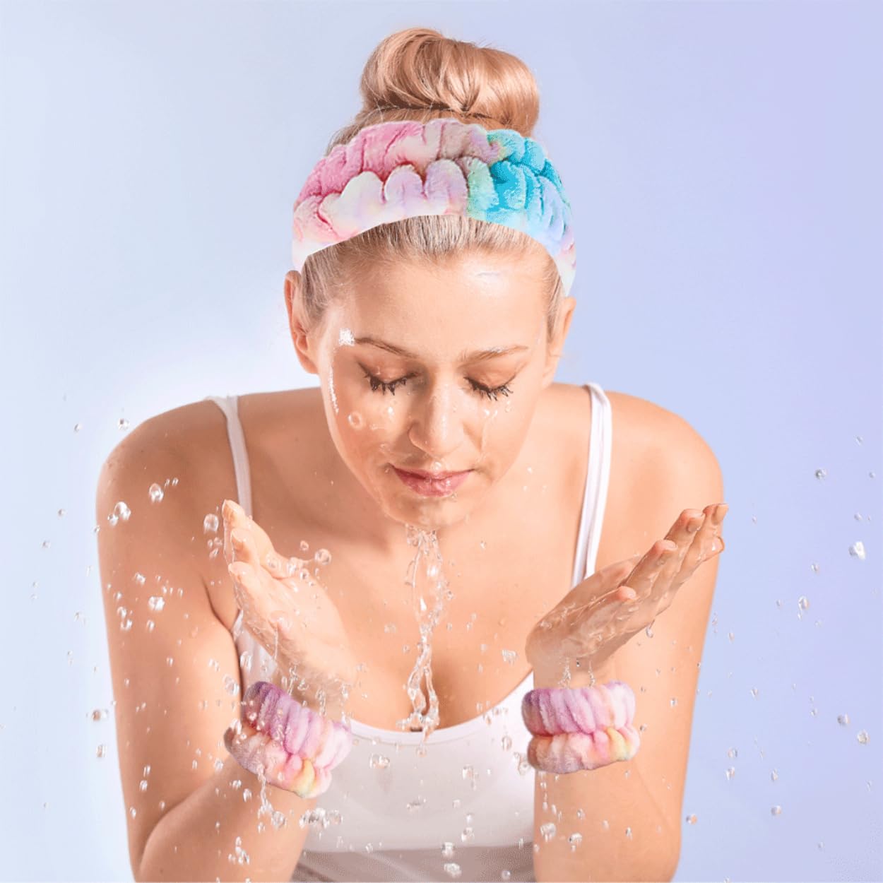 Soft Microfiber Spa Headband for Women & Teens - Tie Dye Face Washing Headband, Makeup & Skincare Hair Accessory - Perfect for Facial Cleansing, Spa Days & At-Home Beauty Routines