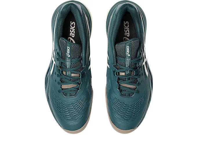 ASICS Men's Gel Resolution X Clay/Padel Tennis Shoes - Saxon Green/Birch | High-Performance Court Shoes for Clay & Padel Courts | Perfect for Competitive Play & Training