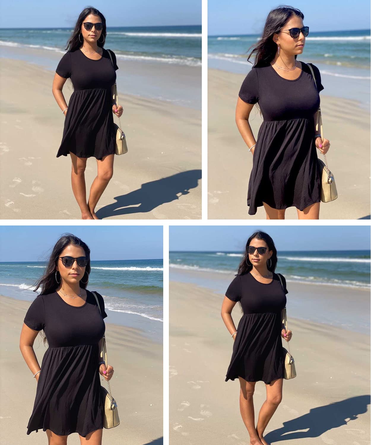 Women's Casual Crew Neck A-Line Summer Dresses - Comfortable T-Shirt Dresses in XS-2XL Sizes | Perfect for Beach Outings, Picnics & Everyday Wear