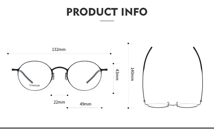 Stylish Black Titanium Full Rim Round Screwless Eyeglasses for Women - Model 65504 | Perfect for Office, Reading & Everyday Wear