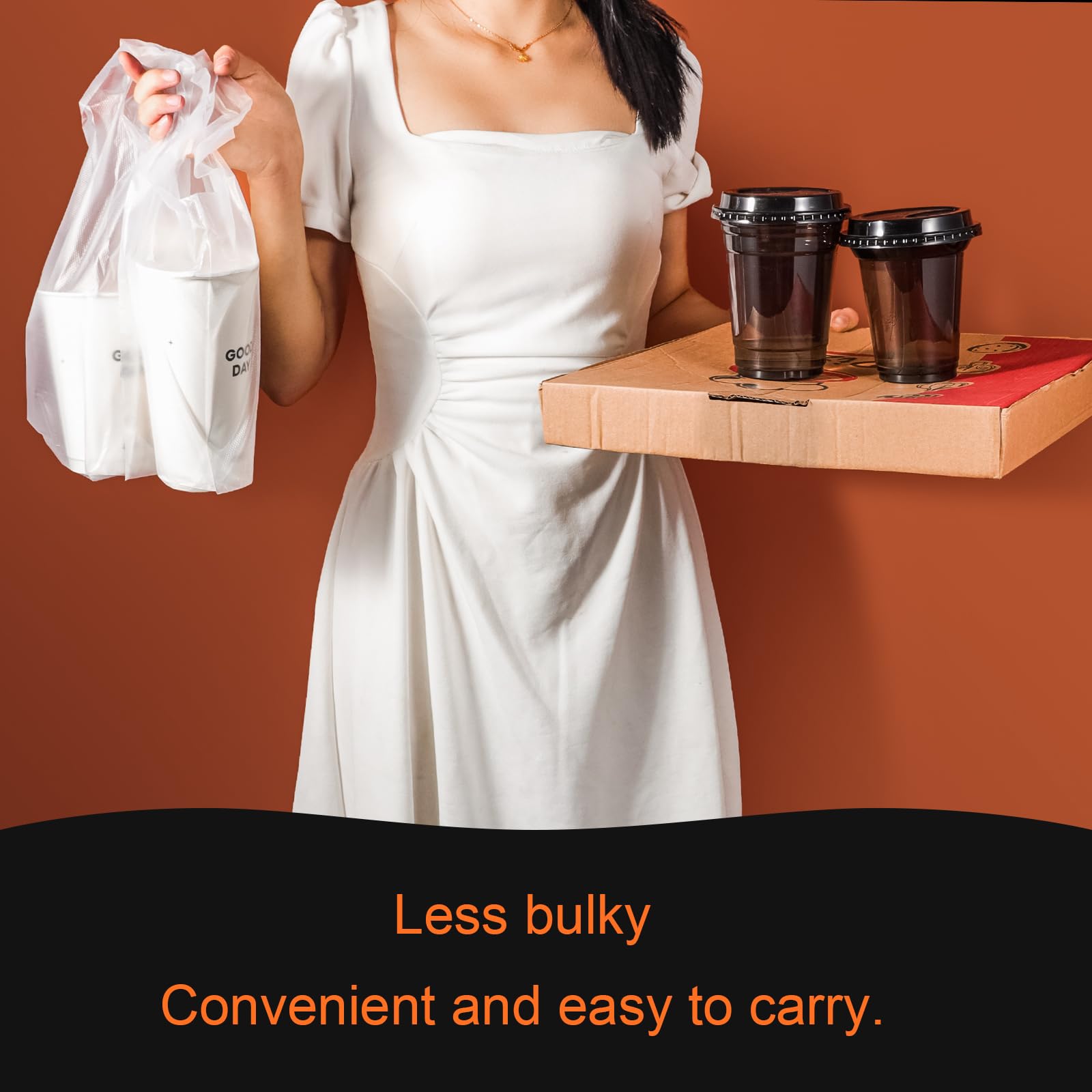Clear Plastic Drink Carrier with Handle for Coffee, Tea & Juice - 600 Pack (2 Cup) - Perfect for Coffee Shops, Bars & Takeout Delivery - Durable & Portable Beverage Bags for Hot/Cold Drinks