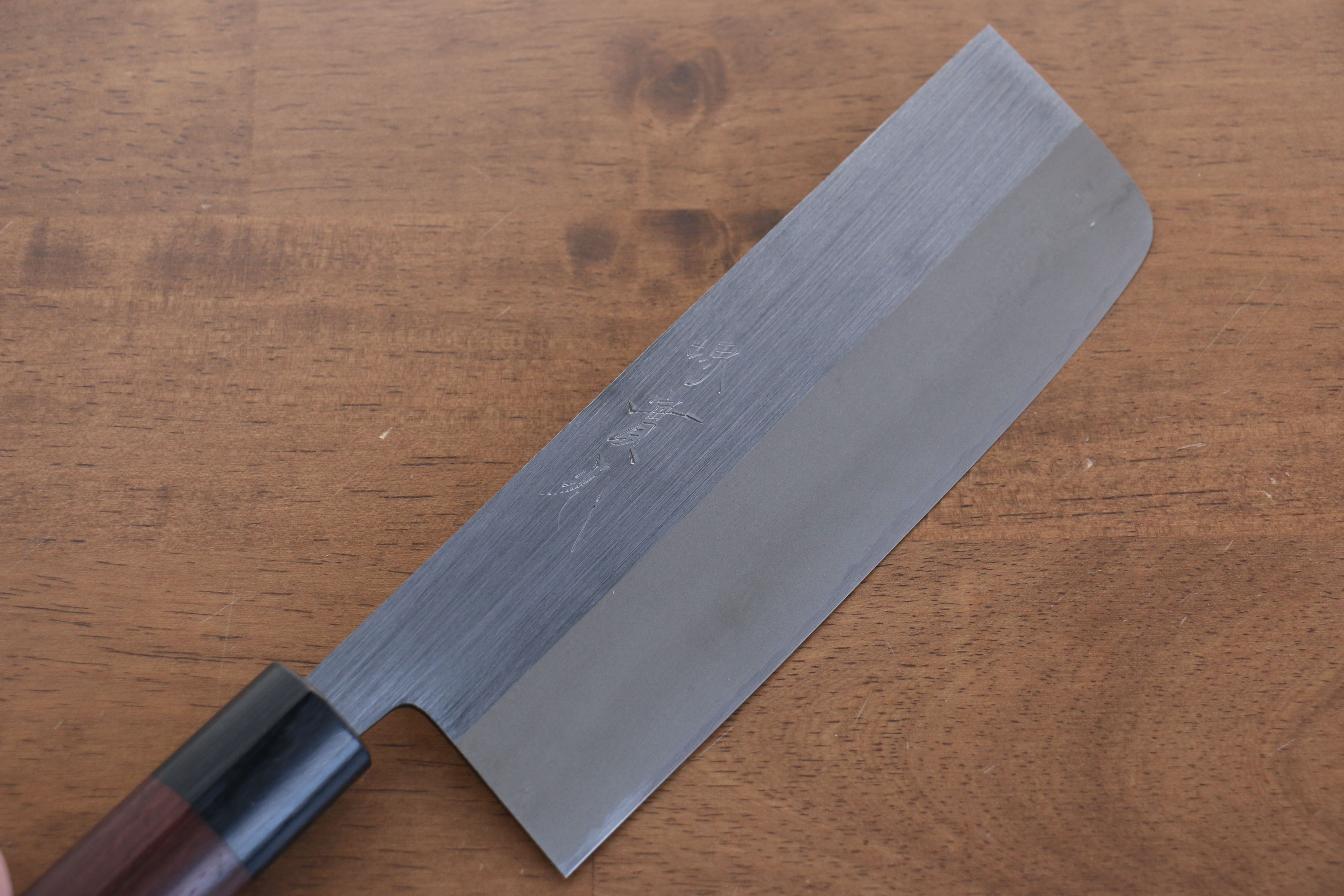 Premium Jikko White Steel No.2 Japanese Nakiri Knife 165mm - Migaki Polished Finish with Shitan Handle - Perfect for Vegetable Chopping, Slicing & Asian Cuisine Preparation