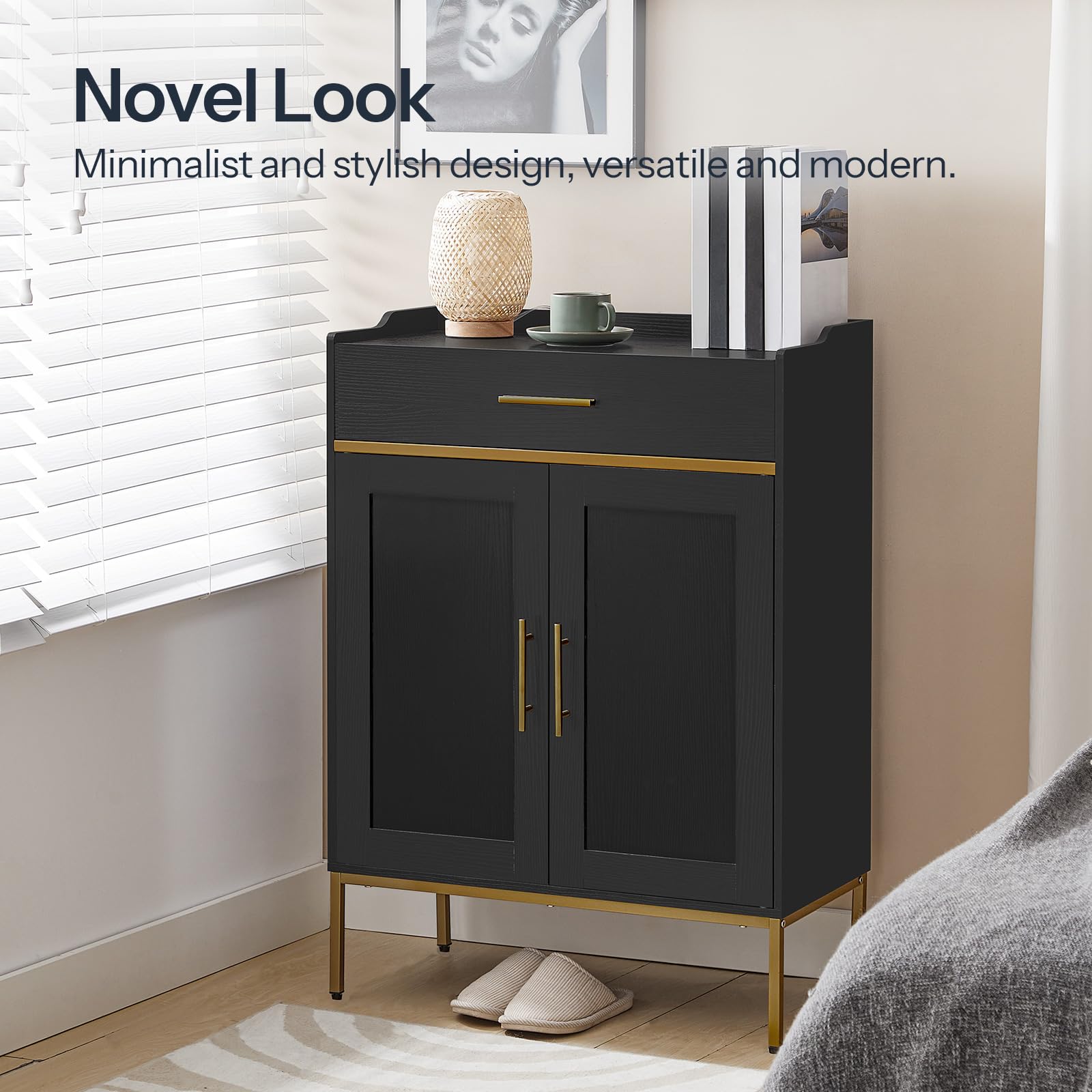 HOOBRO 5-Tier Wooden Shoe Storage Cabinet with Doors & Drawers - 36.6