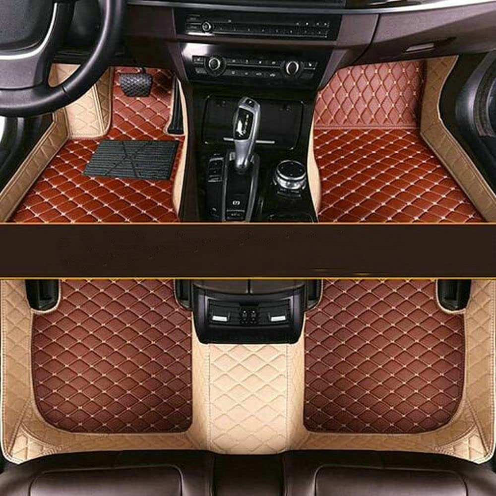 Custom Leather Car Floor Mats for Sedan, SUV & Sports Cars - Premium Beige & Brown All-Weather Protection | Perfect for Daily Commute, Road Trips & Off-Road Adventures