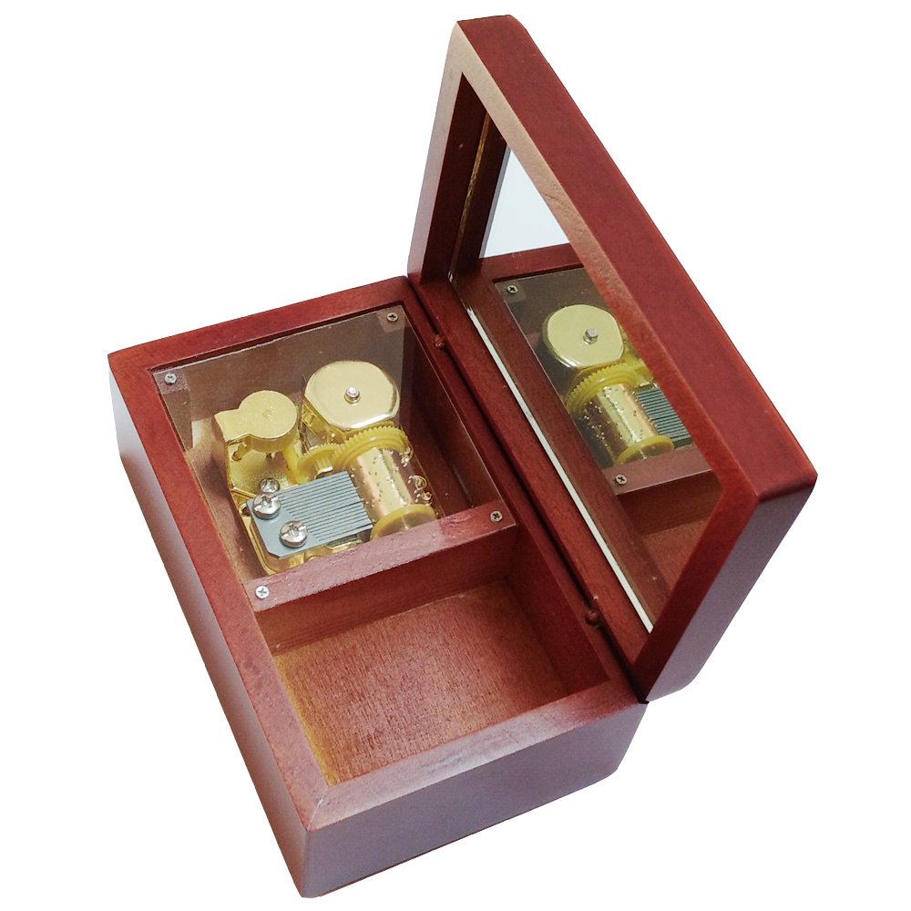 18-Note Antique Wind-Up Wooden Musical Box with Gold-Plated Movement - Plays 'Let It Go' - Perfect for Christmas Gifts, Home Decor & Collectibles
