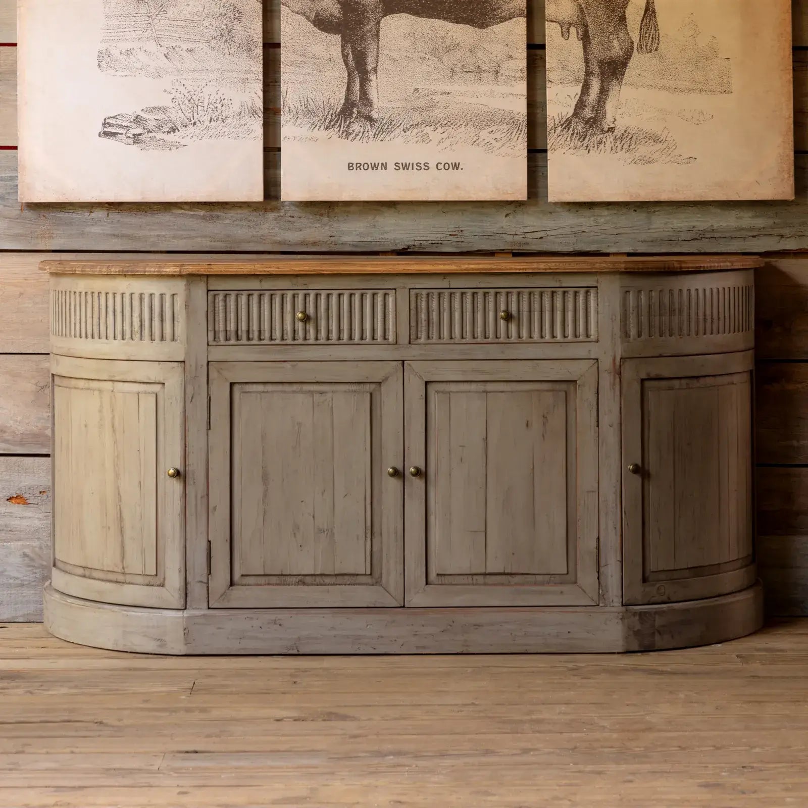 Vintage Jefferson County Painted Sideboard - Antique White Distressed Wooden Buffet Cabinet for Dining Room, Living Room & Entryway Storage