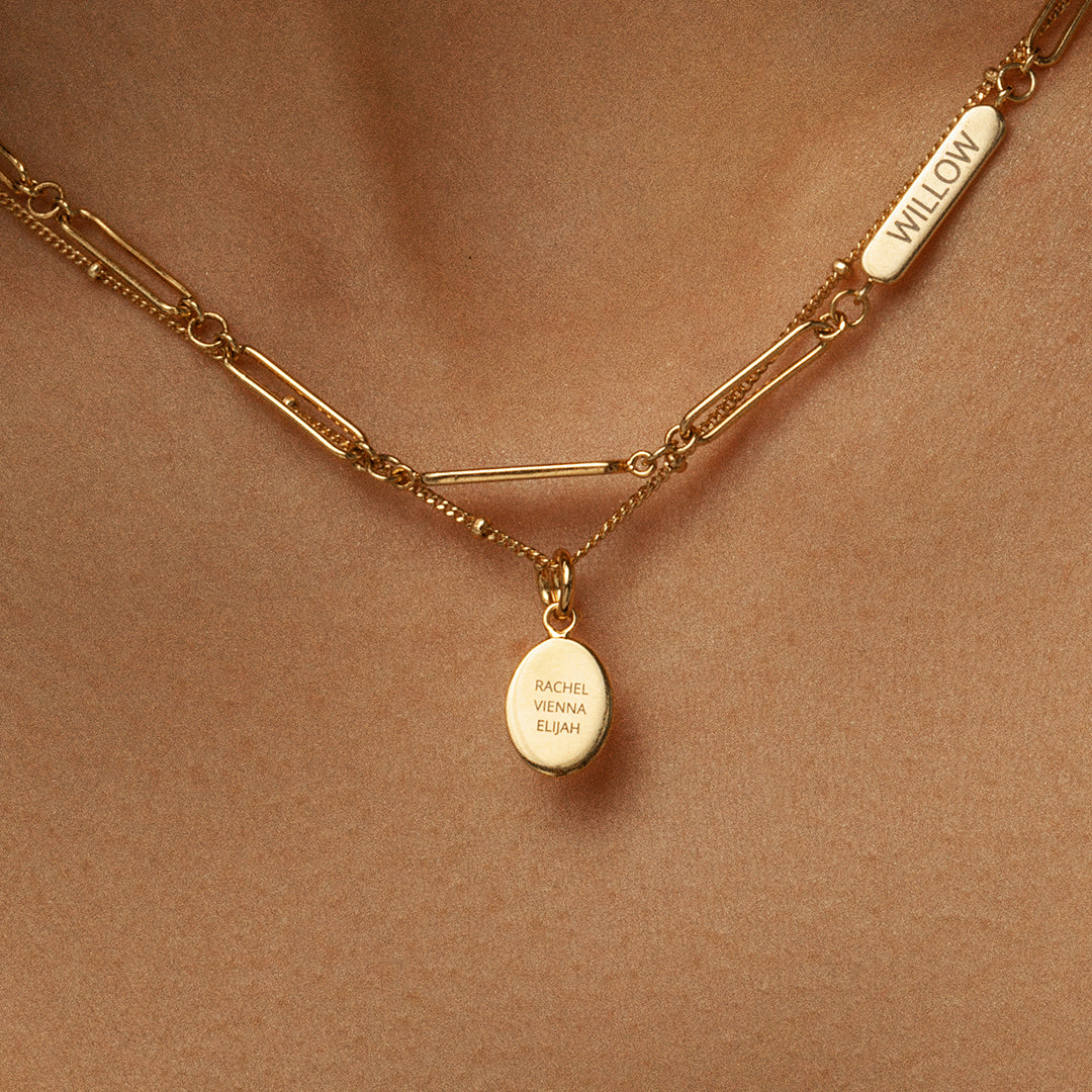 Personalized Engravable Petite Oval Charm - Custom Name Necklace for Women, Gift for Mom, Daughter, Best Friend - Perfect for Anniversaries, Birthdays & Special Occasions