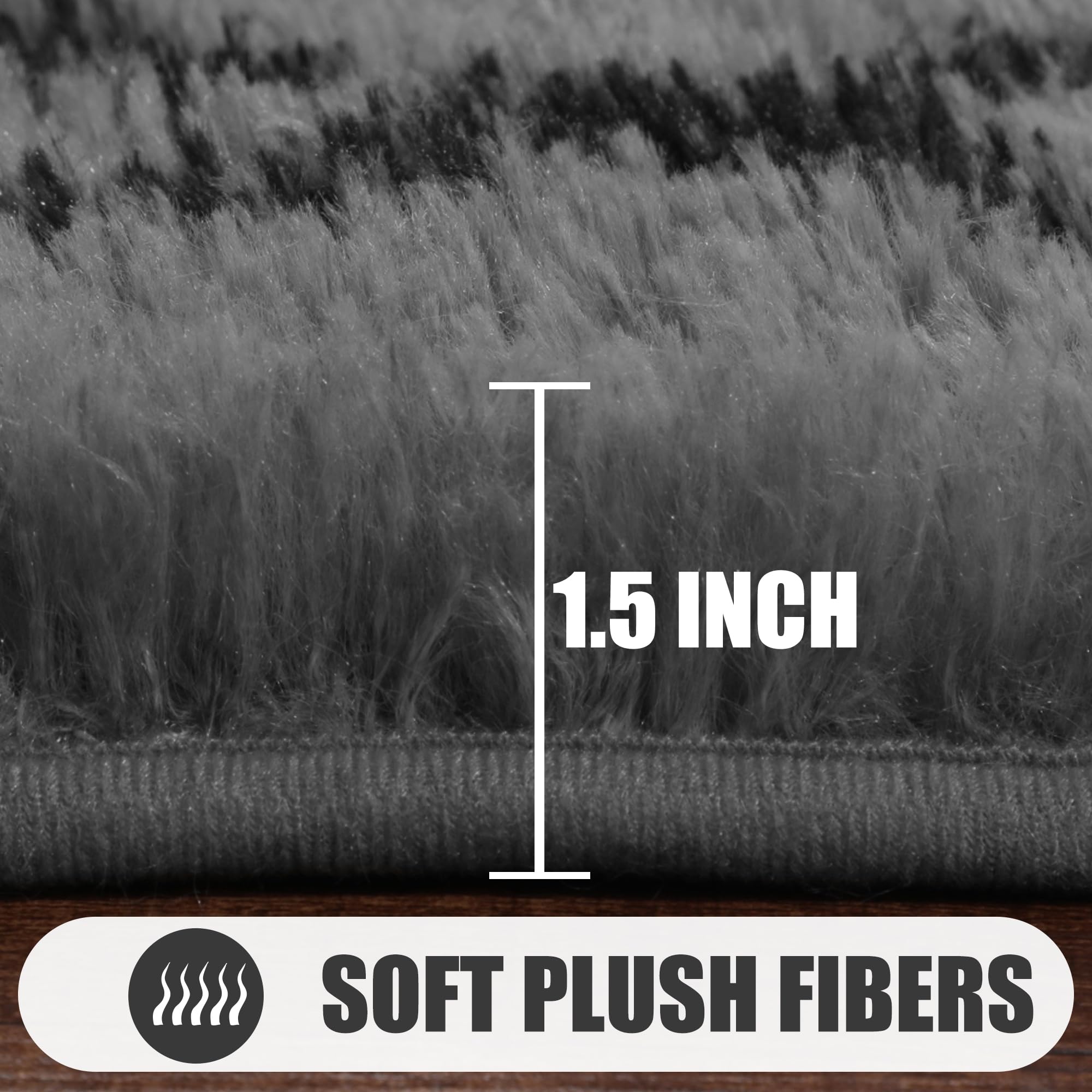 ONASAR 8x10 Fluffy Shaggy Area Rug - Soft Plush Geometric Boho Carpet for Living Room, Bedroom, Nursery, Kids Room, Playroom & Dorm Decor - Machine Washable Grey and Black Fuzzy Floor Mat (Perfect for Cozy Home, Classroom & Office Spaces)
