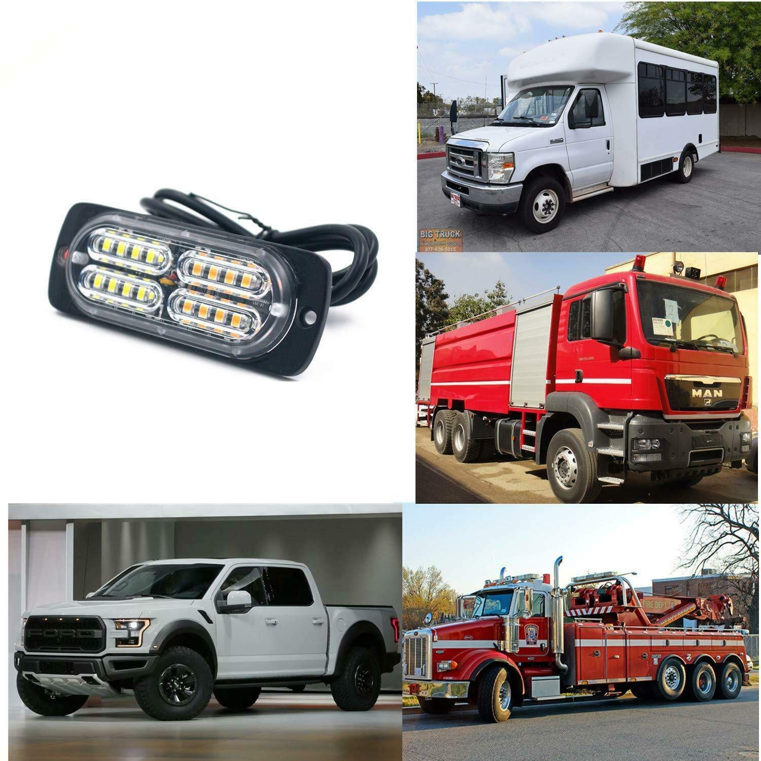 MASO 20LED Side Marker Lights - Yellow & White Truck Trailer Warning Lamps (4PCS) for Enhanced Road Safety | Perfect for Semi Trucks, Trailers & Commercial Vehicles in Low Visibility Conditions