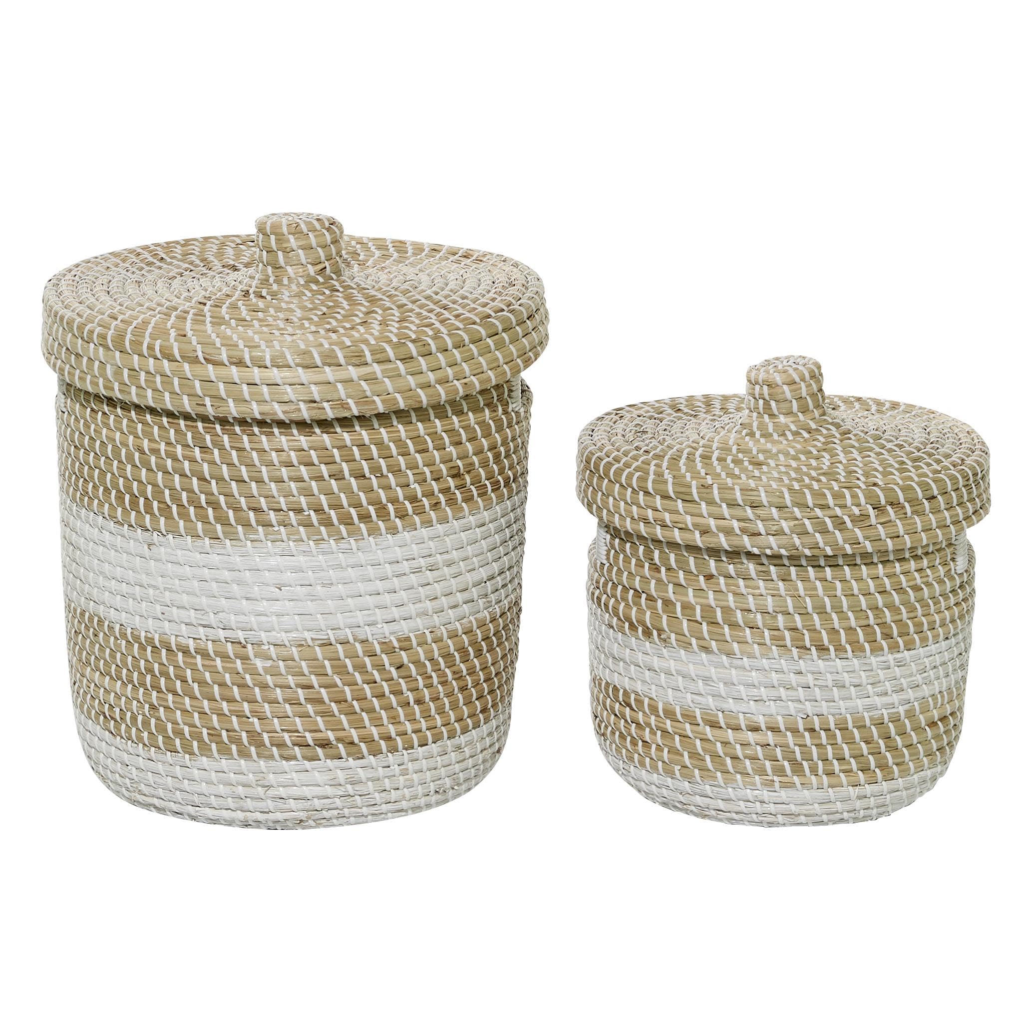 Deco 79 Seagrass Handmade Woven Storage Basket Set of 2 - 13