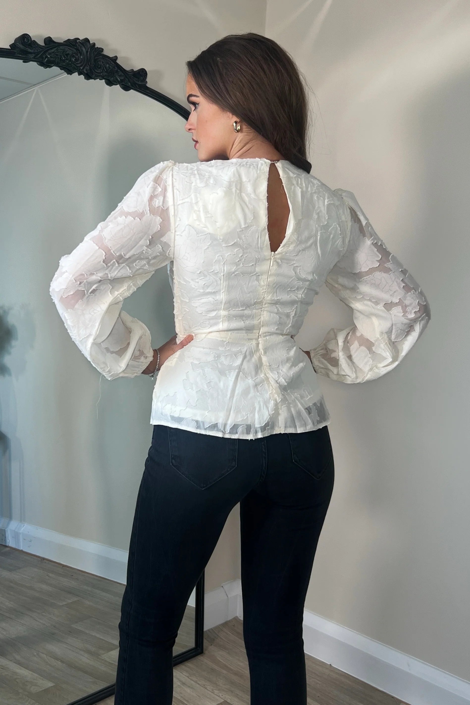 Brooke Wrap Tie Top - Burnout Cream - Stylish Women's Casual Blouse for Summer Outfits & Beach Wear