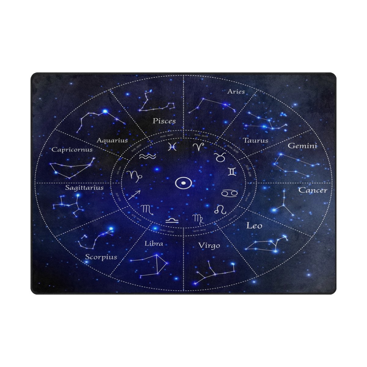 ALAZA Zodiac Constellation Space Star Area Rug 7' x 5' - Non-Slip Living Room & Bedroom Carpet for Home Decor, Kids Room, Nursery | Modern Astrology Themed Floor Mat