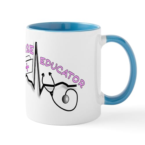 White/Blue Inside - Nurse Educator QRS Pink Mug