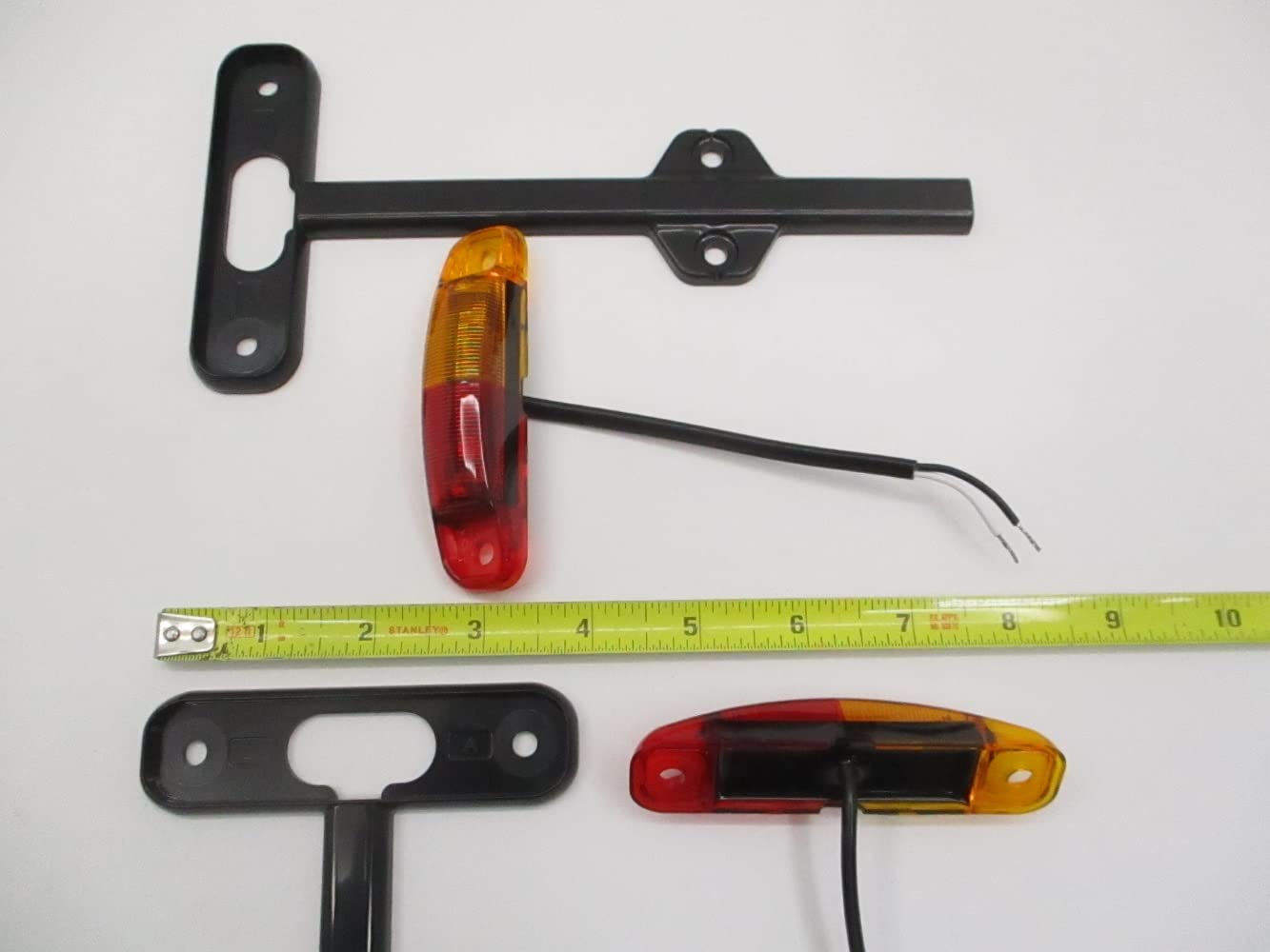 C2W Pair Red/Amber LED Trailer Fender Marker Clearance Lights with Black Base - Durable Waterproof Truck & RV Side Marker Lights for Safe Night Driving