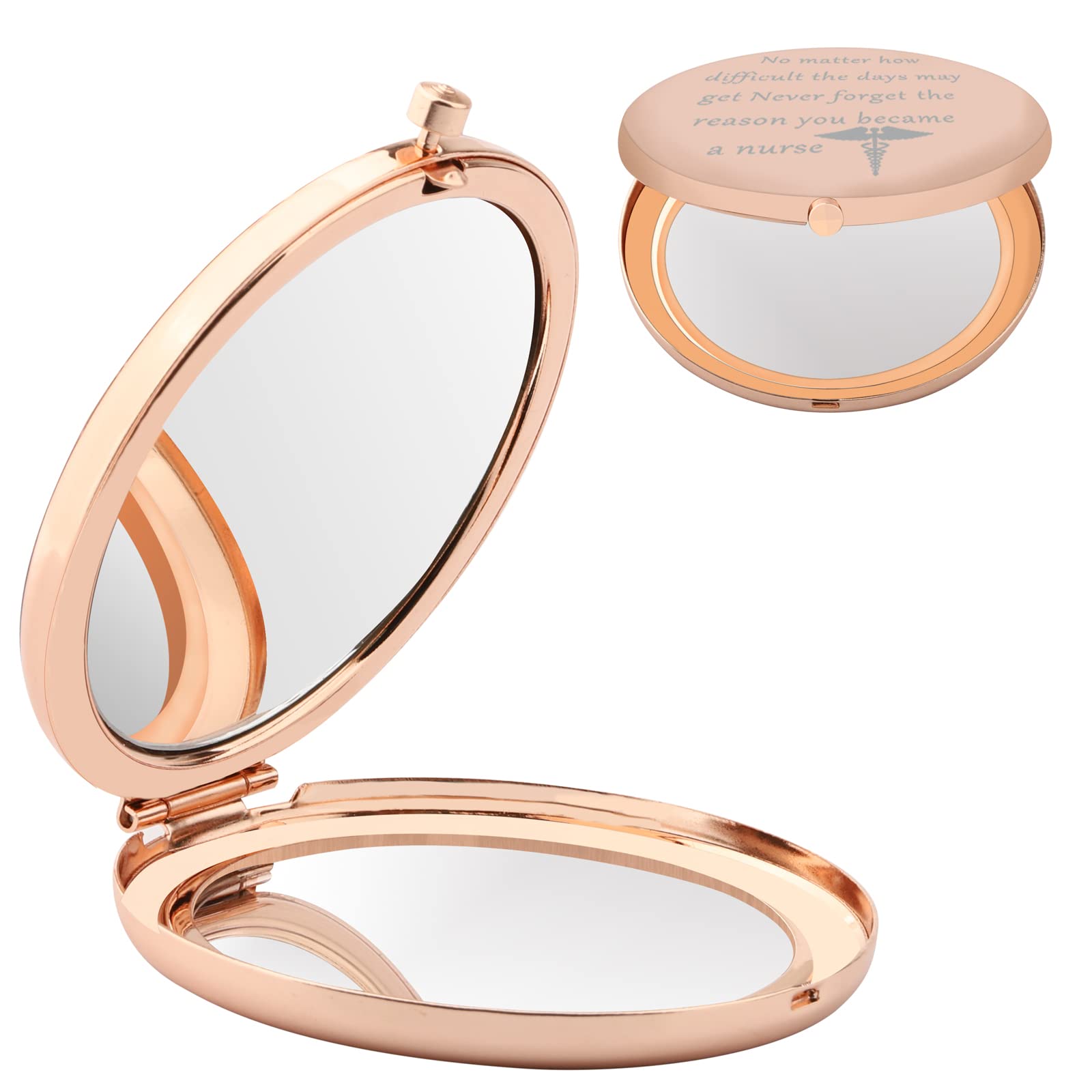 FUSTMW Nurse Compact Mirror - Rose Gold Graduation Gift for Nursing Students & Future Nurses - Inspirational Present for Nurse Graduates - Perfect for Clinicals, Work & Daily Use