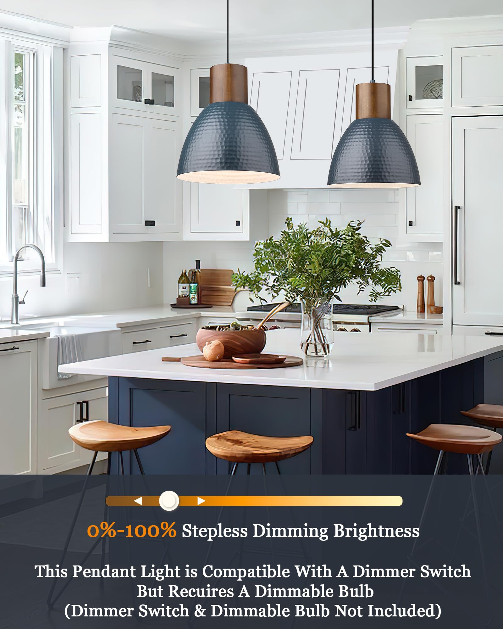 ELYONA 2 Pack Modern Hammered Pendant Lights - 10.2