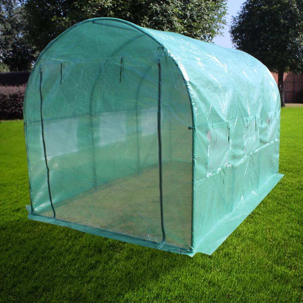 Walk-in Greenhouse Tunnel Tent for Outdoor Gardening - Large Plant Growing Tent with Roll-Up Windows & Zippered Door (3 Sizes: 12'x7'x7') - Perfect for Seed Starting, Plant Protection & Year-Round Gardening