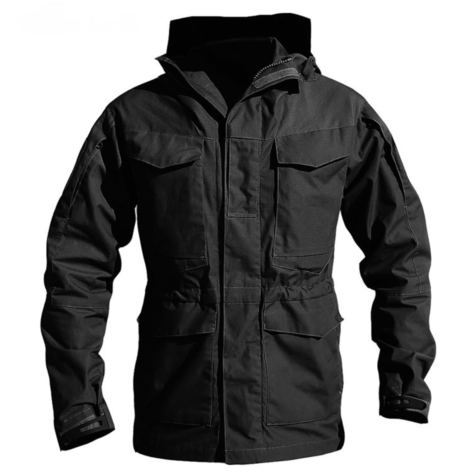 Men's Tactical Windbreaker Jacket - Lightweight Water-Resistant Hiking & Camping Hoodie with Multiple Pockets for Outdoor Sports, Travel & Adventure Activities