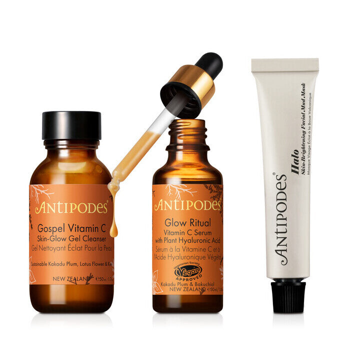 Antipodes Glow Healthy Skin Brightening Set - Organic Skincare Kit for Radiant & Even Tone | Perfect for Daily Routine & Special Occasions