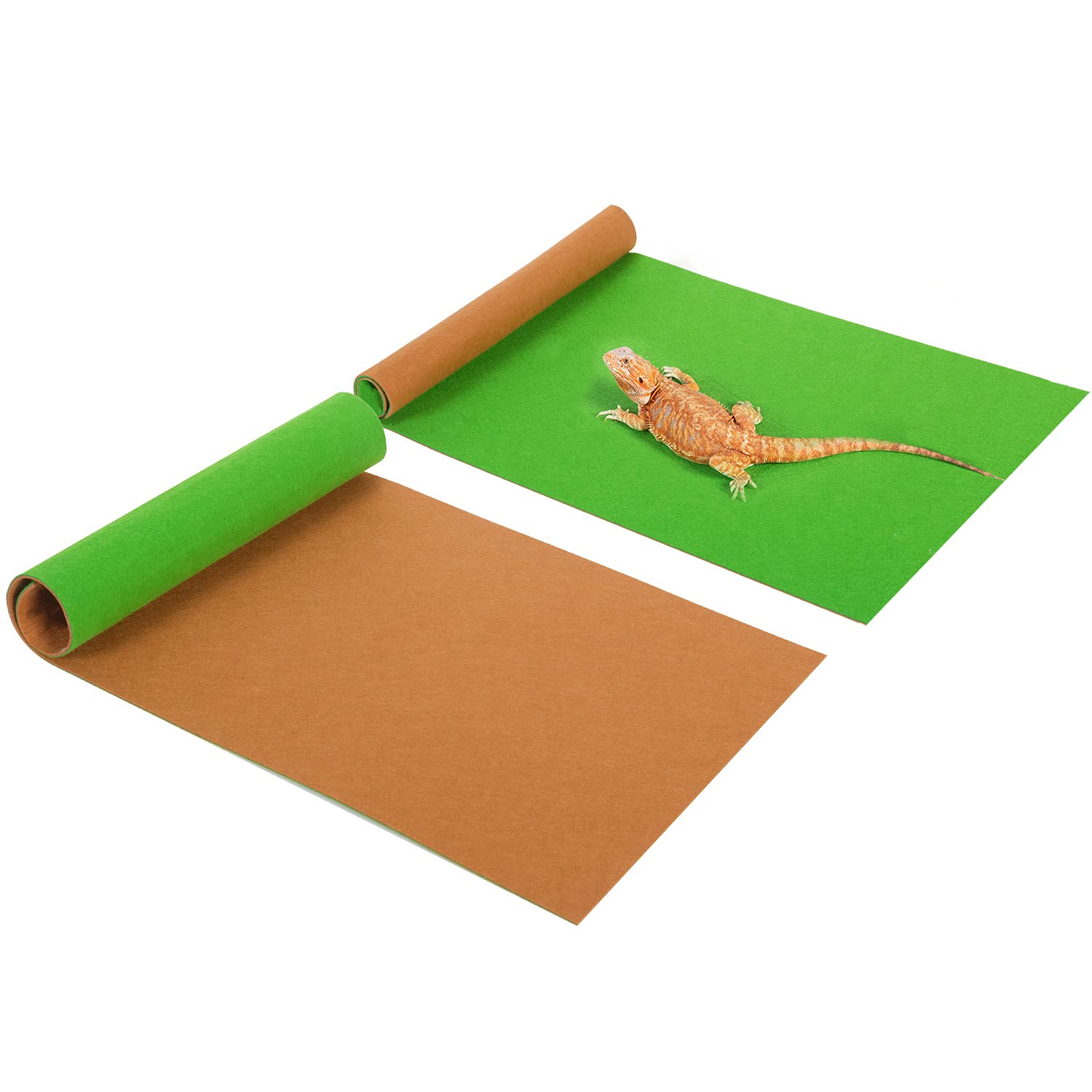 REPTI ZOO Reversible Reptile Carpet 2-Pack (17x35 Inch) - Dual-Sided Terrarium Substrate Liner for 10/20/30/40 Gallon Tanks - Soft Reptile Floor Mat for Snakes, Lizards & Geckos - Perfect for Habitat Setup & Easy Cleaning