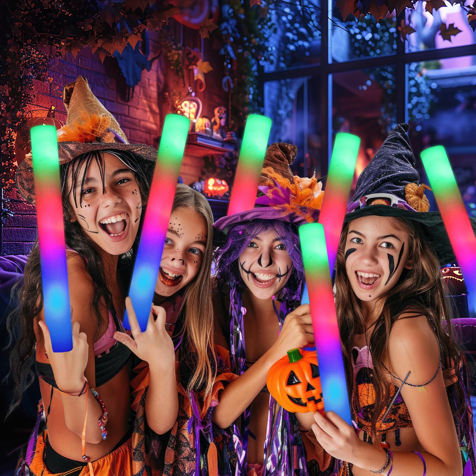 100 PCS Foam Glow Sticks Bulk - 3 Mode Colorful Flashing LED Light Sticks for Parties, Raves, Concerts | Glow in The Dark Party Supplies for Wedding, Birthday, Christmas, New Year Celebrations | Perfect for Night Events, Pool Parties, Halloween & Festivals