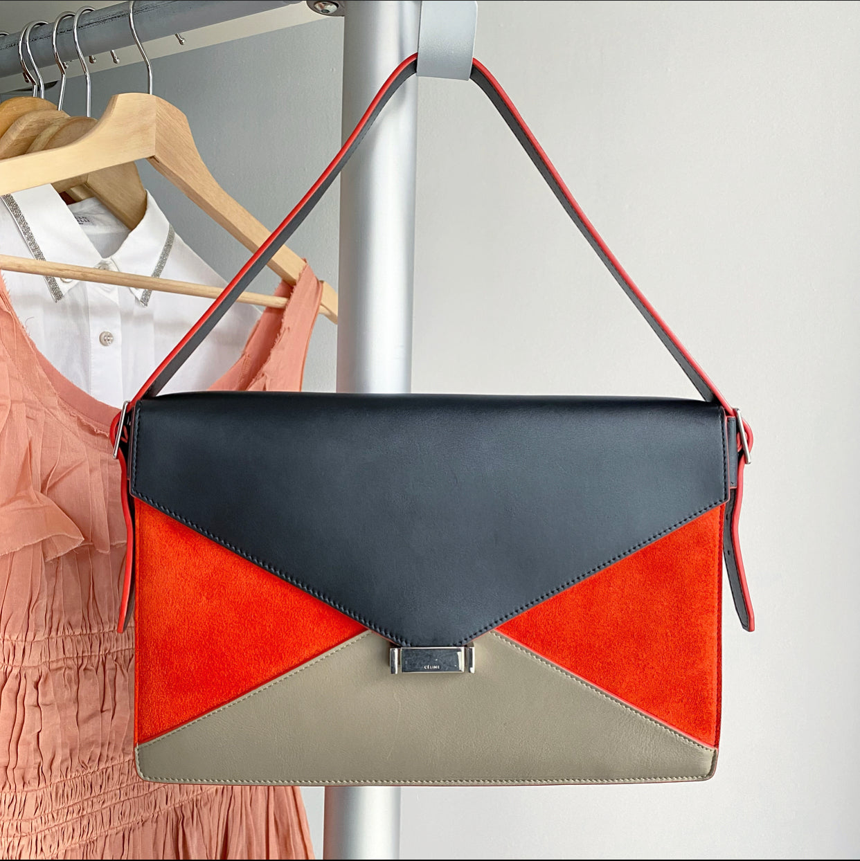 Celine Diamond Geometric Envelope Shoulder Bag - Luxury Designer Crossbody Purse for Women | Perfect for Evening Parties, Date Nights & Special Occasions