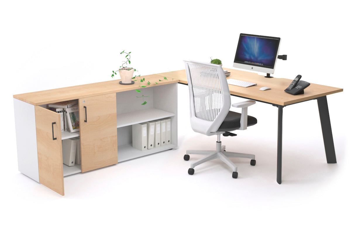 Switch Executive Setting With Uniform Spine Black Frame [1600L x 800W with Cable Scallop] - Premium Office Desk for Modern Workspaces