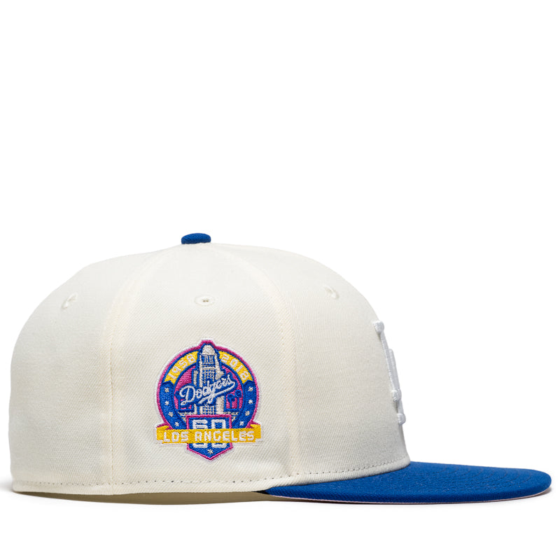 New Era x Politics Los Angeles Dodgers 59FIFTY Fitted Cap - Chrome/Royal - Official MLB Baseball Hat for Men & Women - Perfect for Games, Streetwear & Sports Fans
