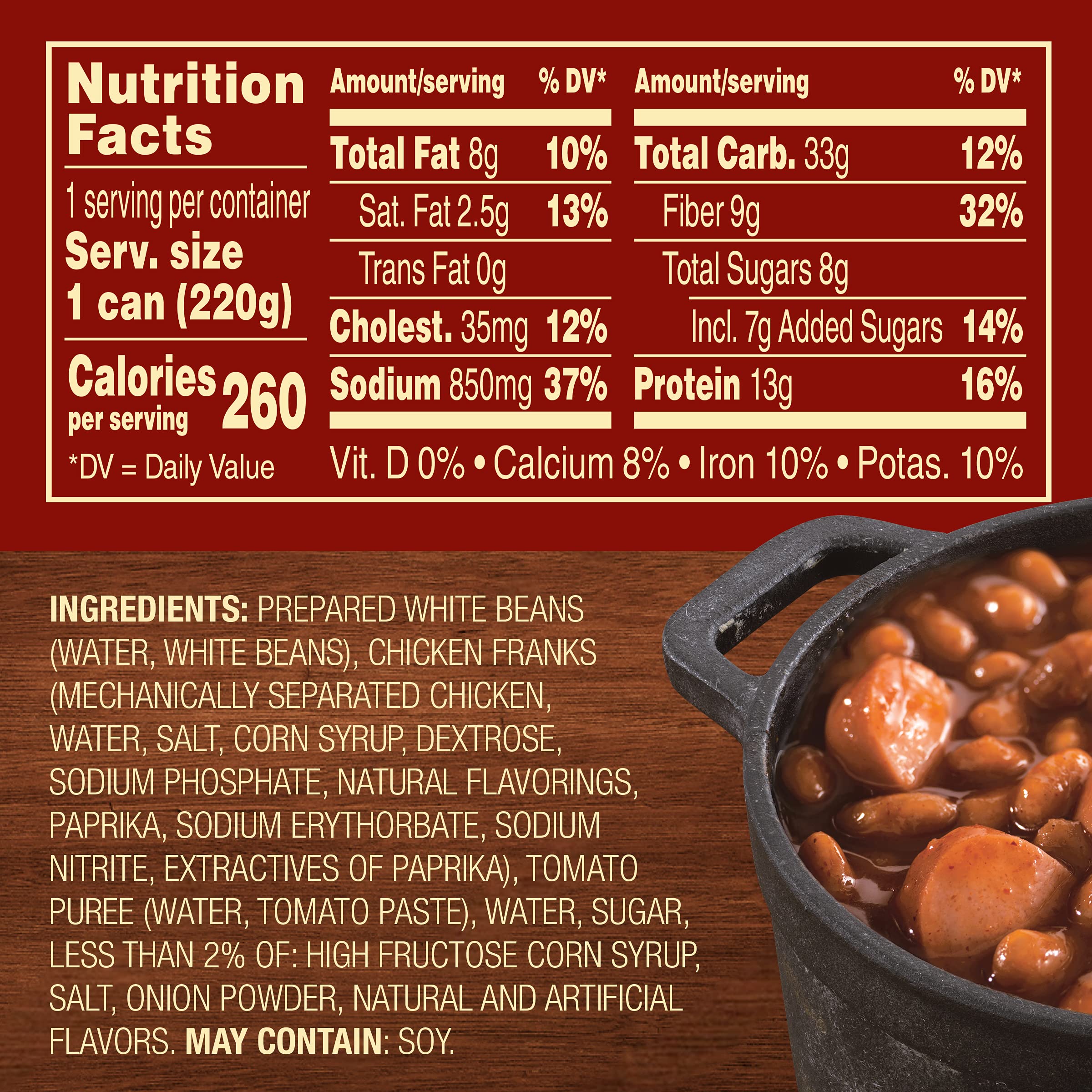 Van Camp's Original Beanee Weenee Canned Food - 7.75 oz Can of Baked Beans & Franks - Quick Camping Meals, Emergency Food Supply & Easy Picnic Snacks