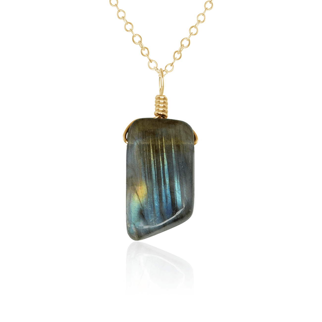Labradorite Crystal Pendant Necklace - Smooth Polished Stone Jewelry for Women | Healing Crystal Necklace for Meditation, Yoga & Spiritual Gifts