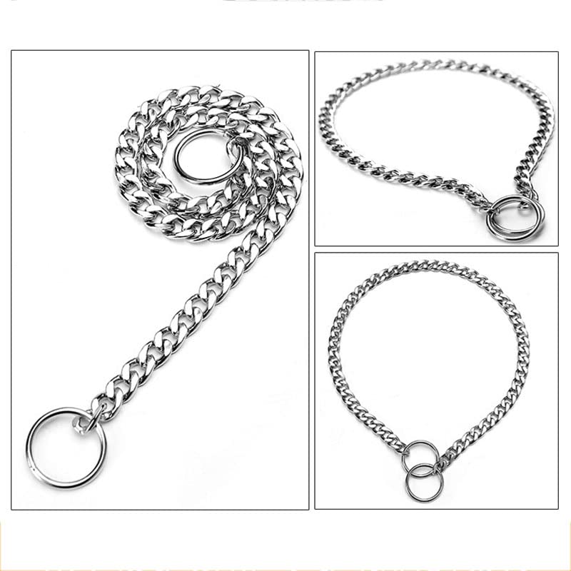 Premium Flat Metal Choke Chain Collar for Dog Training - Adjustable Slip Collar for Small, Medium & Large Dogs (2.0mm x 40cm) - Ideal for Obedience Training & Behavior Correction