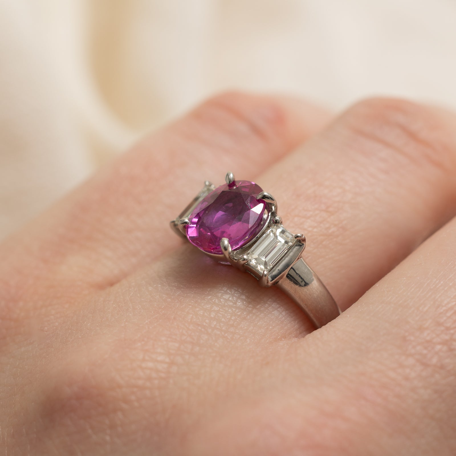 Natural Unheated Burmese Pink Sapphire & Diamond Ring - 2.42ct Pink Sapphire & 0.63ctw Diamonds - Size 6.25 - Elegant Engagement, Anniversary & Special Occasion Jewelry Gift