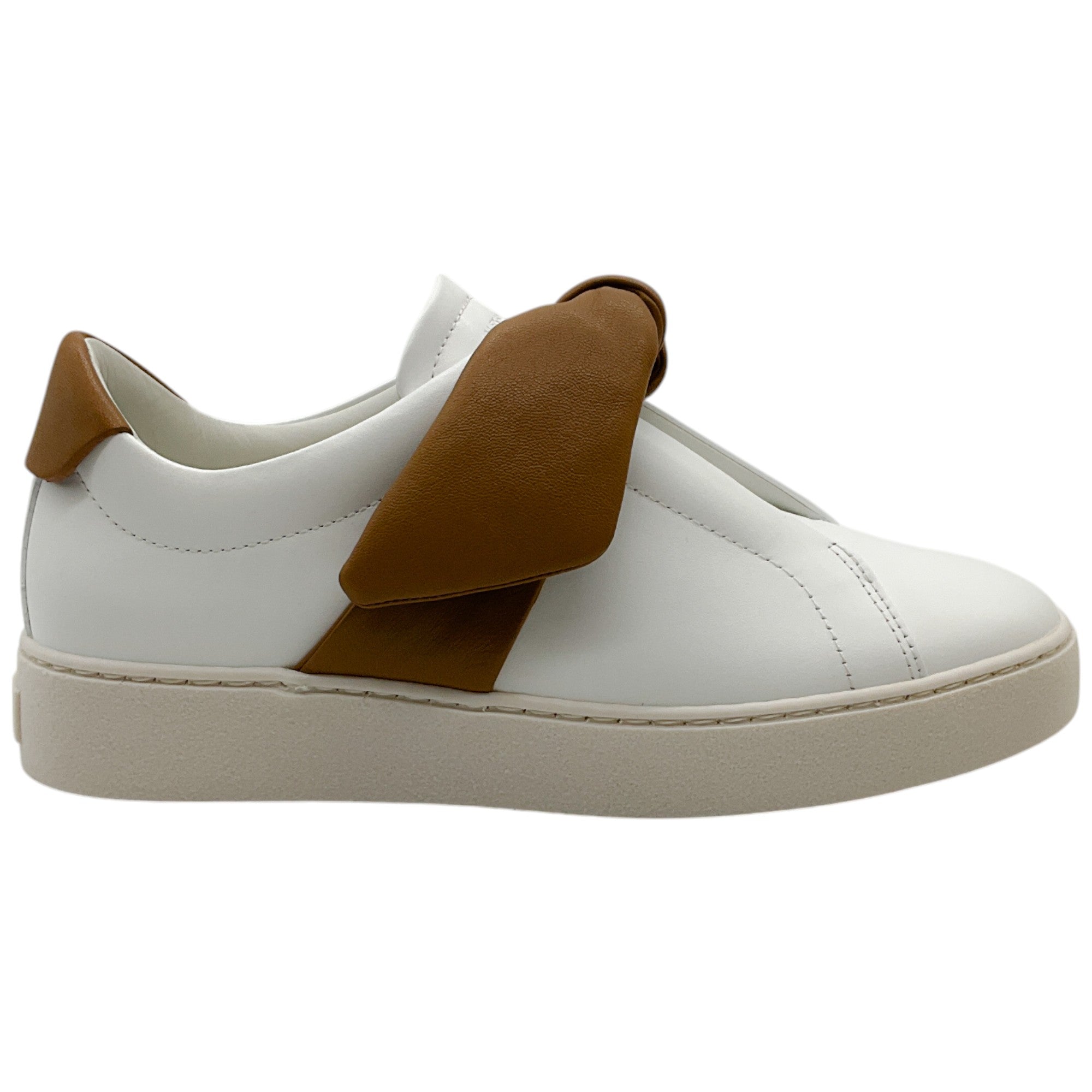 Alexandre Birman Clarita Leather Sneakers for Women - White & Brown Casual Shoes | Perfect for Everyday Wear, Office & Weekend Outings