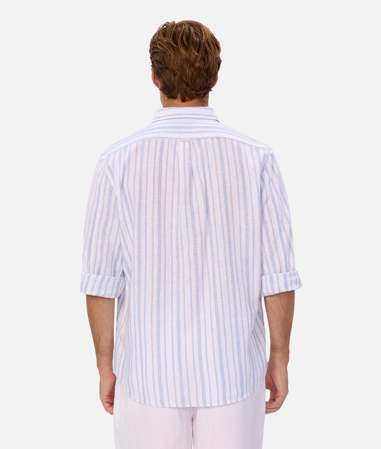 Francesco Linen Long Sleeve Shirt for Men - Breathable Off White & Light Blue Button Down Shirt - Perfect for Casual Wear, Office & Summer Outfits