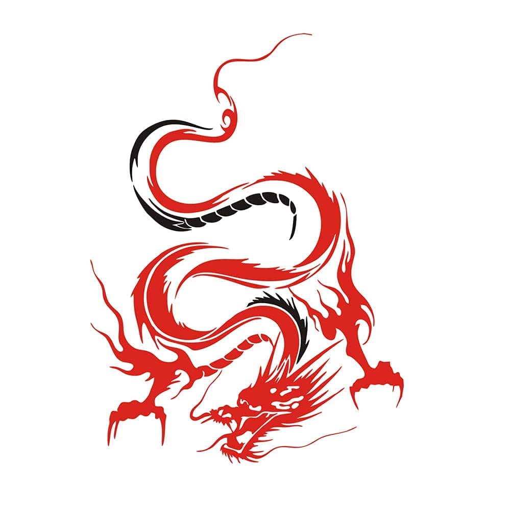 JSCARLIFE Dragon Car Decals - Self-Adhesive Vinyl Hood Stickers for Cars & Trucks - Universal Automotive Graphics for Hood, Body Side & Rear Window - Red (19.68