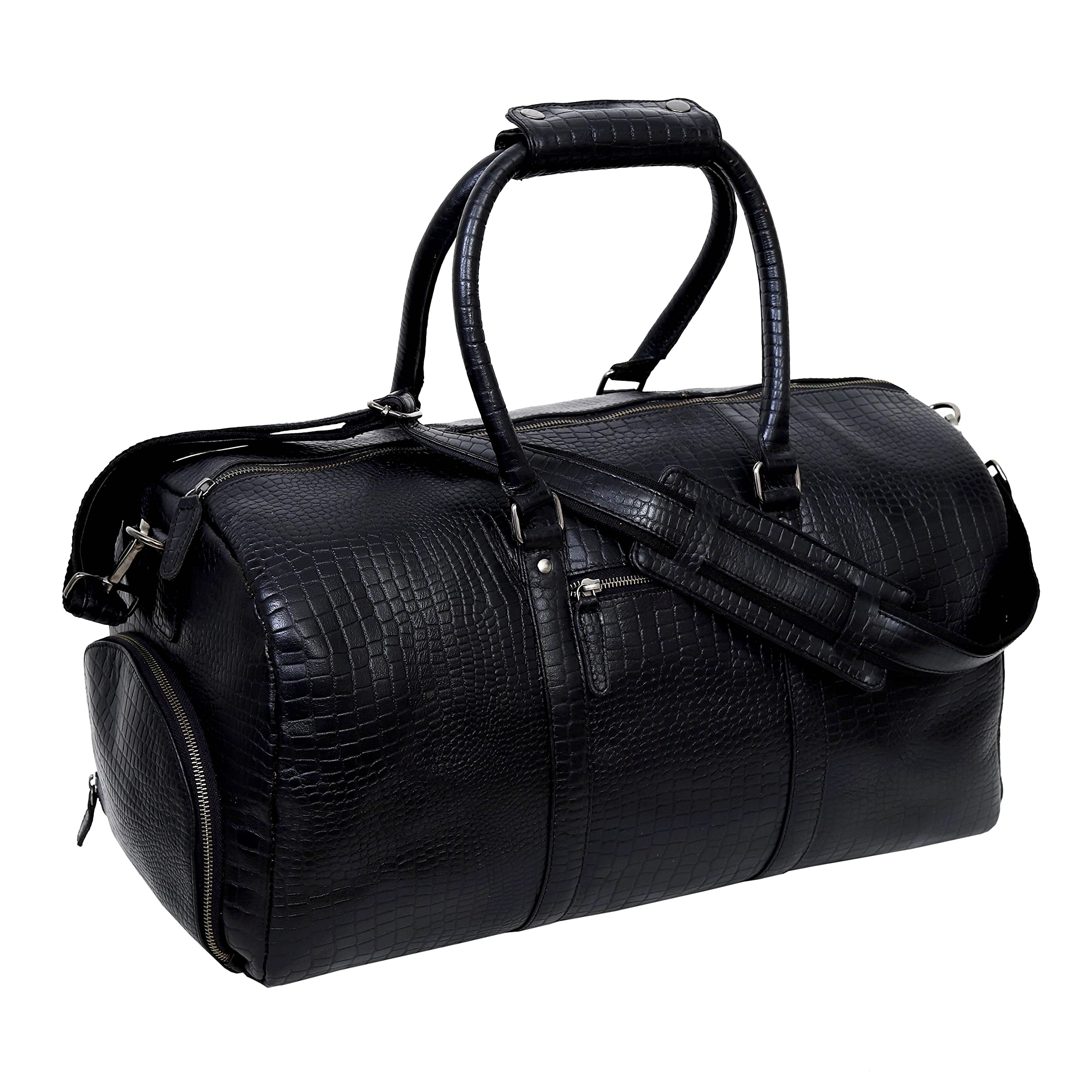 Premium Genuine Leather Duffel Bag for Men - Waterproof Travel Gym Bag, Spacious Carry-On Overnight Weekender with Shoulder Strap - Perfect for Business Trips, Gym, Sports & Weekend Getaways