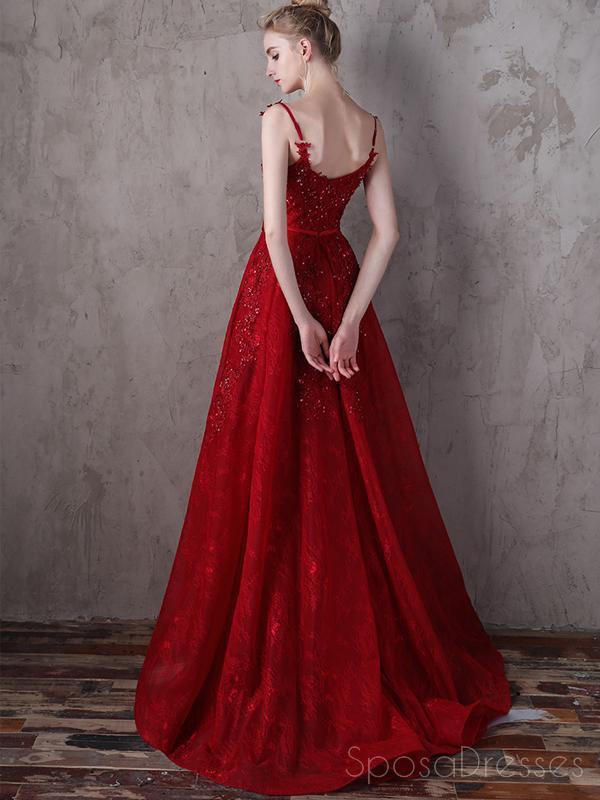 Elegant Dark Red A-Line V-Neck Long Prom Dress with Lace Straps | Formal Evening Party Gown for Homecoming, Prom Night & Special Occasions
