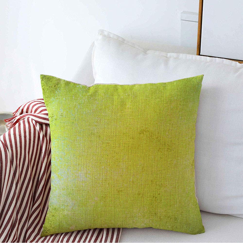 Vintage Abstract Decorative Pillow Covers 20x20 Inches - Faded Lime Green & Parchment Yellow Canvas Square Cushion Covers for Sofa, Couch, Bedroom - Perfect for Boho, Farmhouse & Modern Home Decor