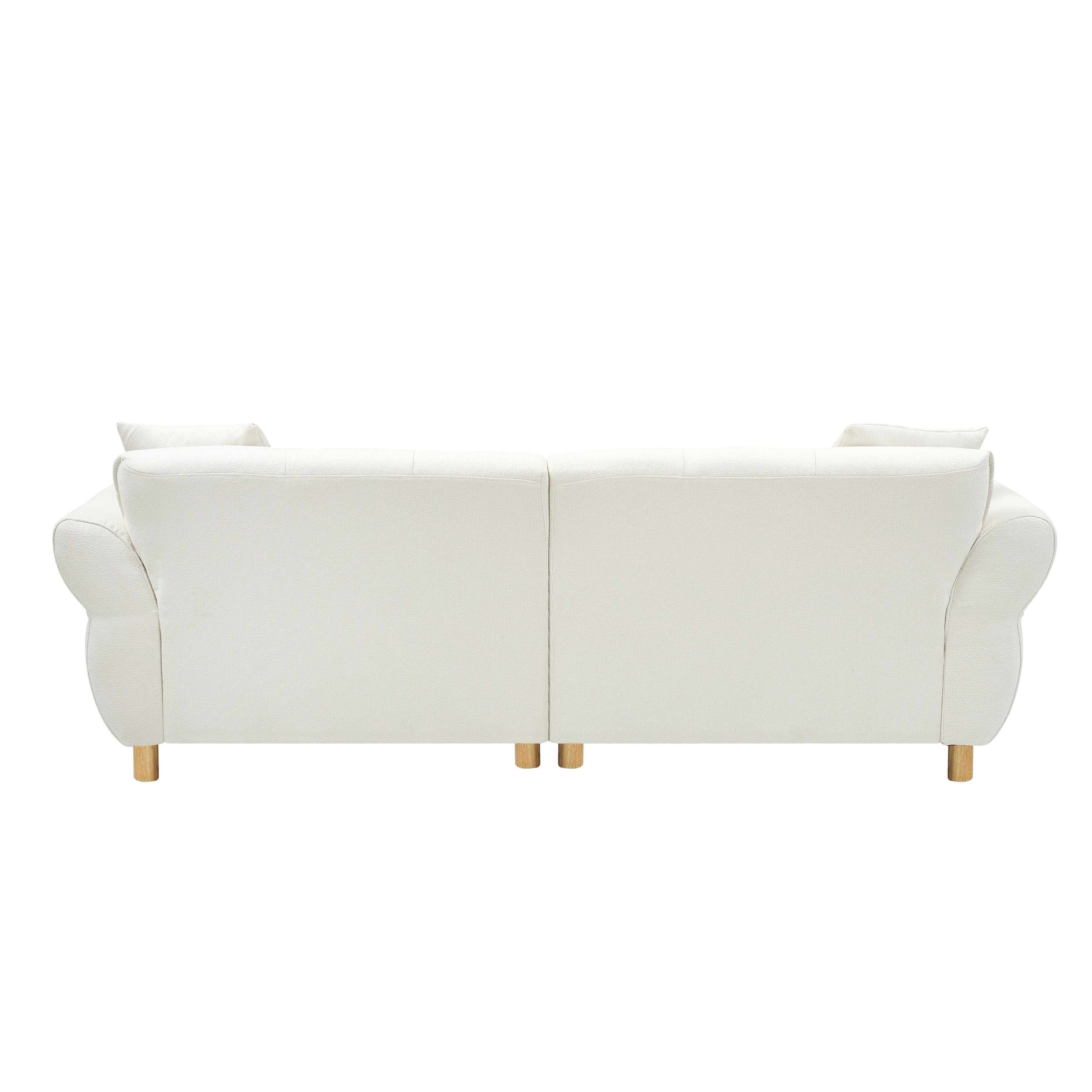 Mid Century Modern Sofa with Soft Teddy Fabric - Plush 3-Seater Couch with Decorative Pillows - Comfortable Living Room Furniture for Home & Office Lounge